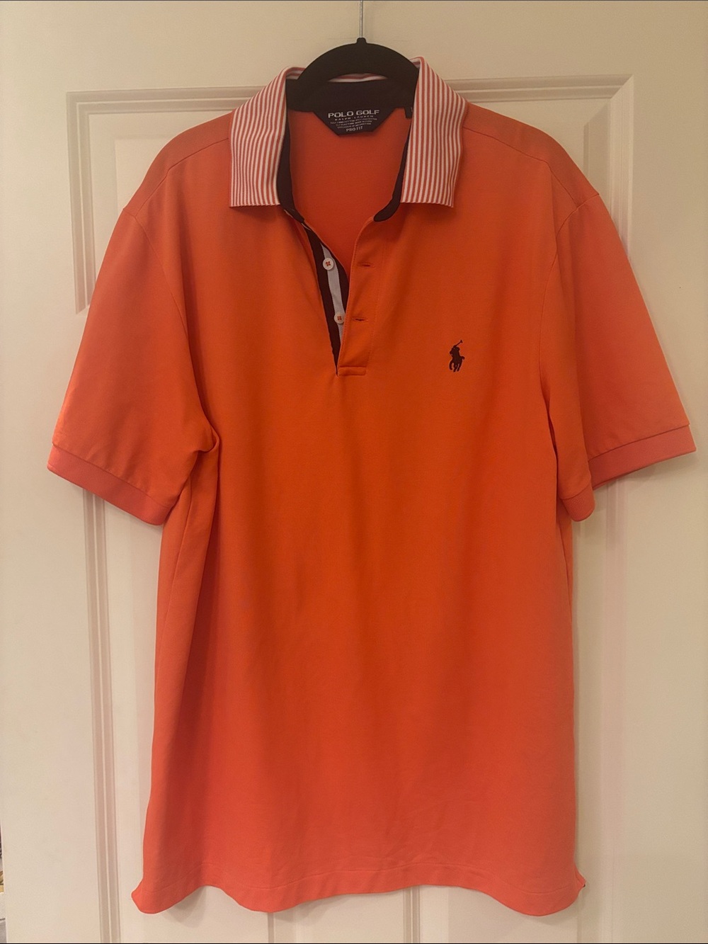Polo by Ralph Lauren Orange Polo with Striped Collar